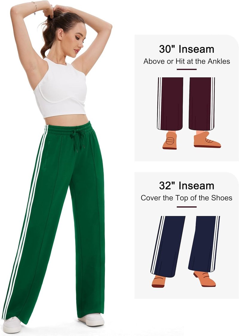 Women's Track Pants - Loose Straight Leg Jogging Sweatpants for Athletic Running | 28-36 Inseam