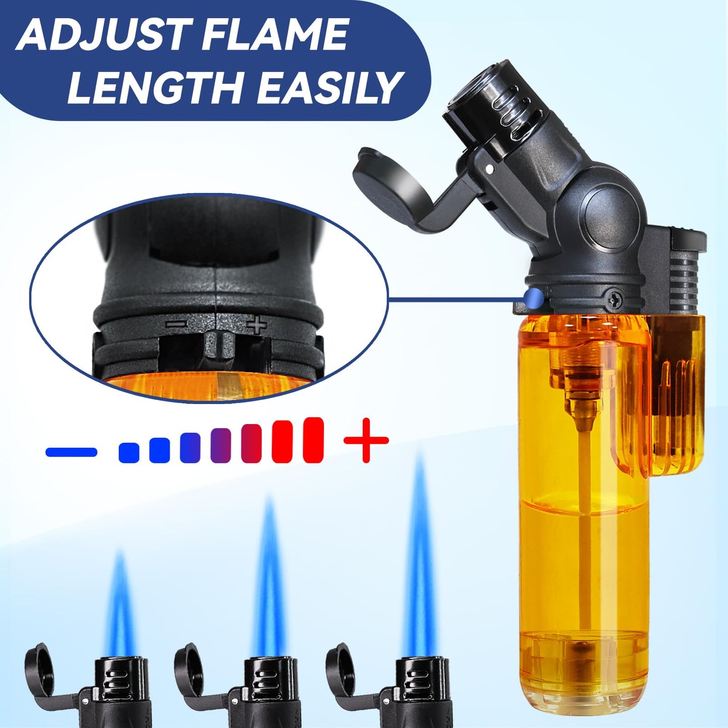 5 Pack Torch Lighter Mini Refillable Butane Lighters Single Jet Flame 45° Rotatable Torch Lighters Windproof Adjustable Butane Gas Lighter for Candle Camping Fireplace Party BBQ Grill(Without Fuel)