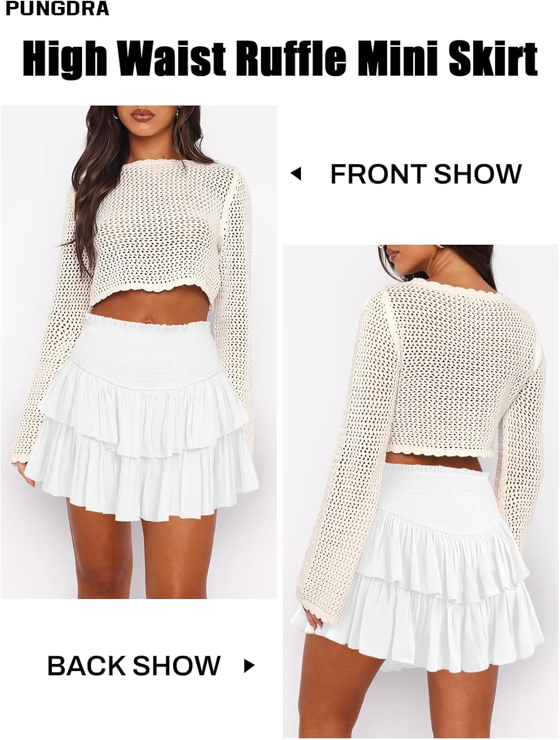 Ruffle Mini Skirt for Women - Casual Boho High Waist Tiered Tennis Skort | Flowy & Lightweight