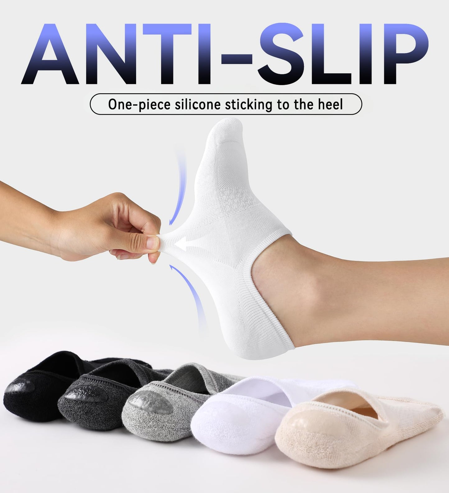 FITRELL No Show Socks Womens and Men - Athletic Cushioned Low Cut Ankle Socks Invisible Non-slip Liner, 8 Pairs White, Medium