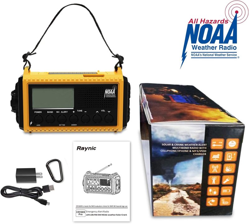 Raynic Emergency Radio - Solar Hand Crank Weather Radio with NOAA Alert, 5000mAh Battery, Flashlight & SOS Siren | AM/FM/SW