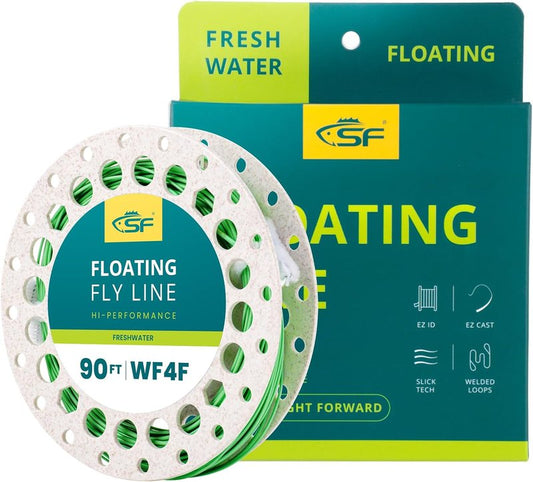Fly Fishing Line - Weight Forward Floating Line with Two Welded Loops | 90FT Multi-Color for Trout (WF2-9)