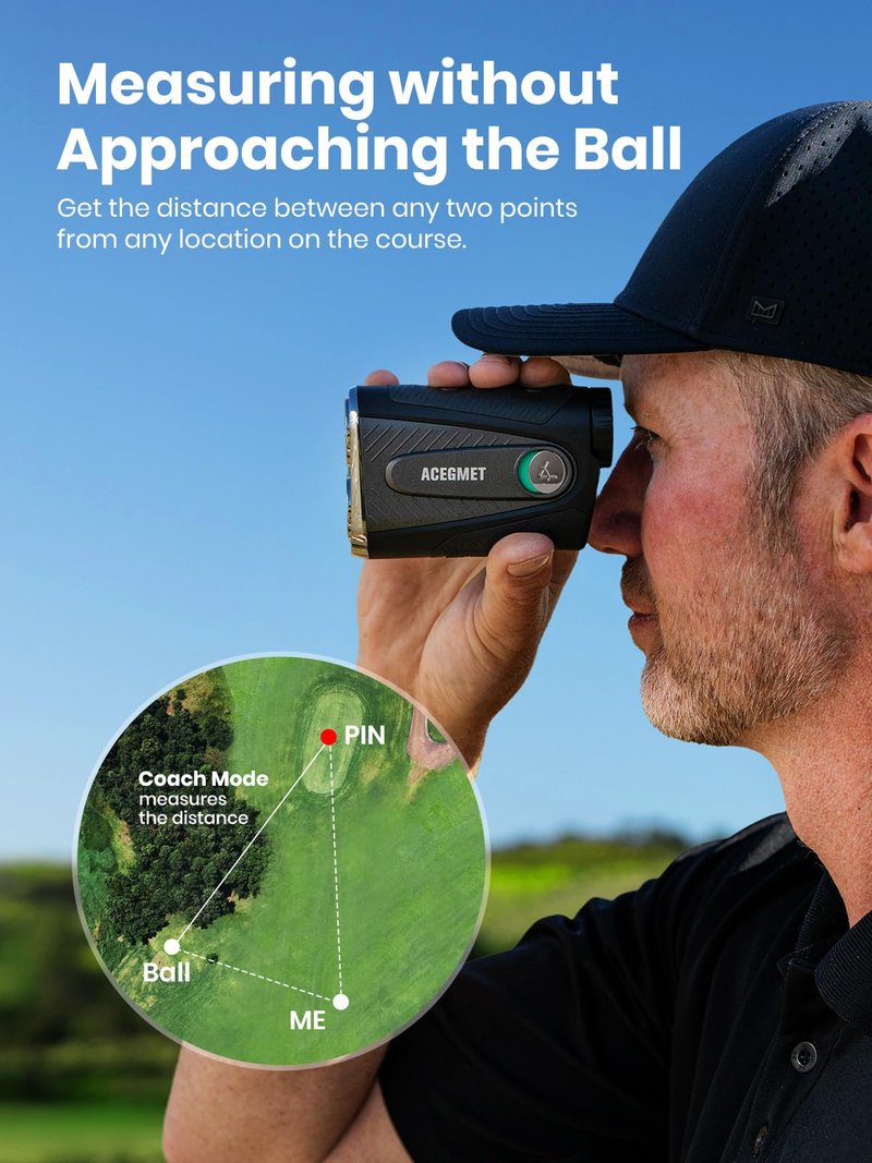 ACEGMET PF2C Golf Rangefinder with Slope, 0.3s Flag Pole Locking Vibration, ±1yd Accuracy, 1100 Yards Rechargeable Laser Range Finder Golf with Magnetic, Golf Accessories for Men