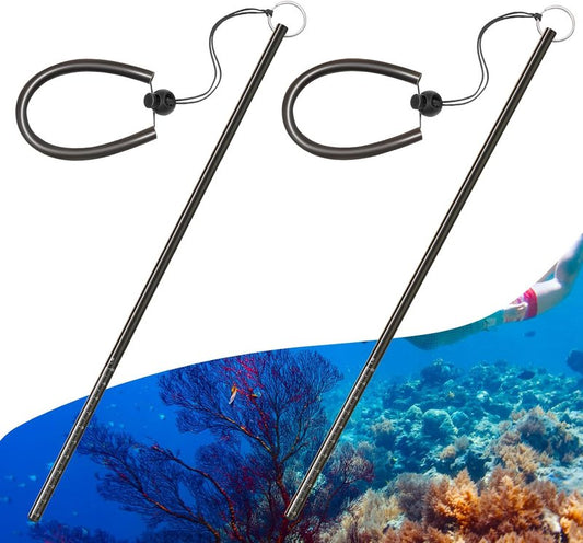 Gemscream Scuba Diving Stick - 13.8" Aluminum Alloy Lobster Pointer Rod | Adjustable Lanyard, Dive Safety Accessory (Black)