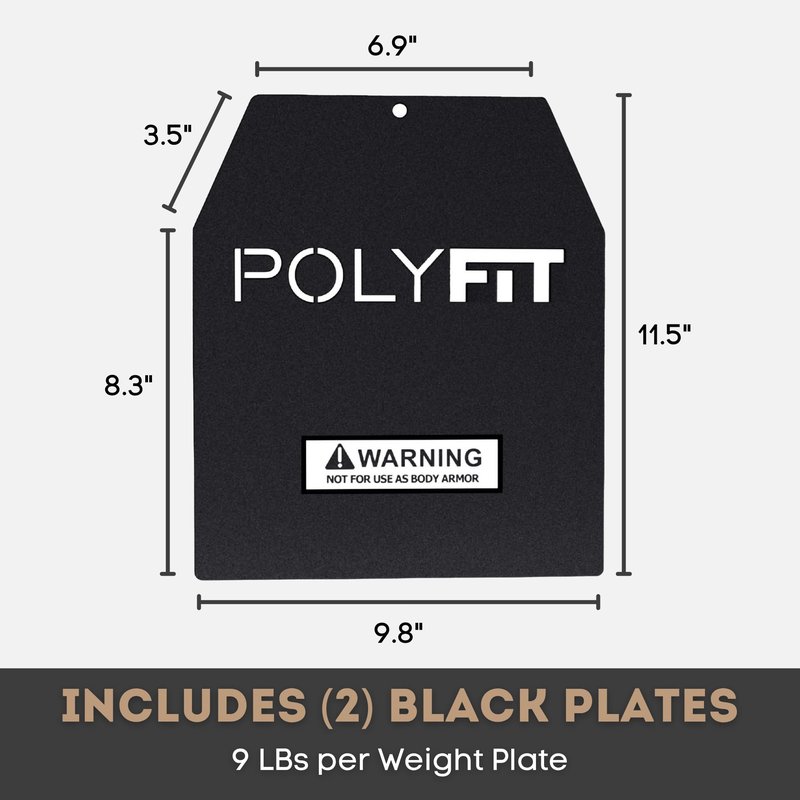 Weighted Plates for Weighted Vest, Strength Training, Running, and Workouts - 9lb (Pair) - Black