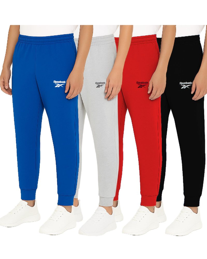 Reebok Boys Sweatpants - 4 Pack Soft Performance Fleece Boys Joggers Athletic Pants with Pockets for Gym Running and Workout, Size 10, Black/Red/Vector Blue/Light Grey