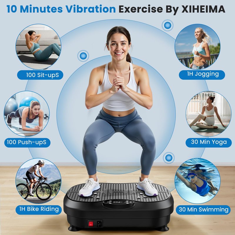 NISILIN Vibration Plate Exercise Machine for Lymphatic Drainage with 200 Levels, Whole Body Fitness Workout Equipment Stand Shake Board Sport Gym for Weight Loss Fat Burner for Women Men (Black)