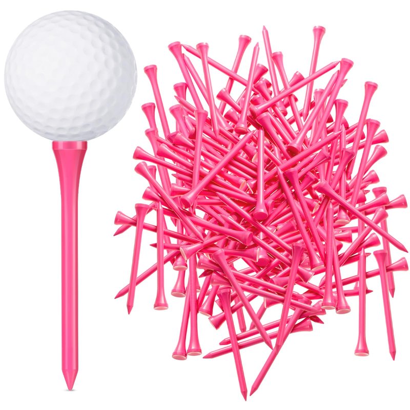 Jenaai 200 Pcs Golf Tees Bamboo Golf Tees Professional Golf Tees Bulk for Women Golf Club Accessories(2-3/4 Inch,Pink)