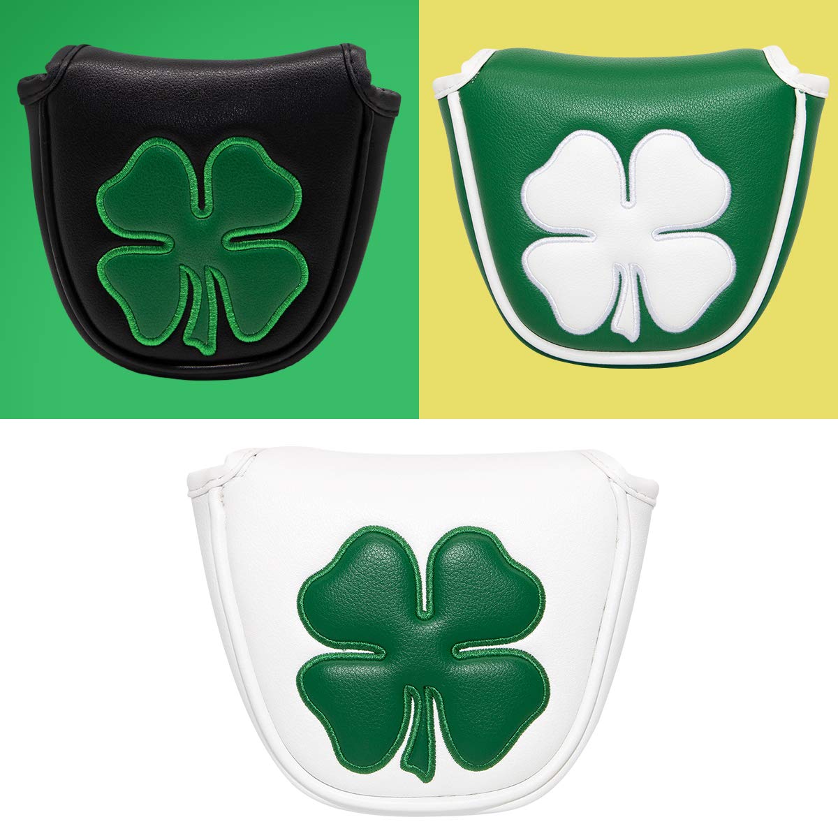 Barudan Golf 4 Leaf Clover Golf Mallet Putter Cover Headcover Club Protector Magnetic Clover for Odyssey 2ball,Red Oworks,Stroke Lab,Scotty Cameron,Taylormade Putters