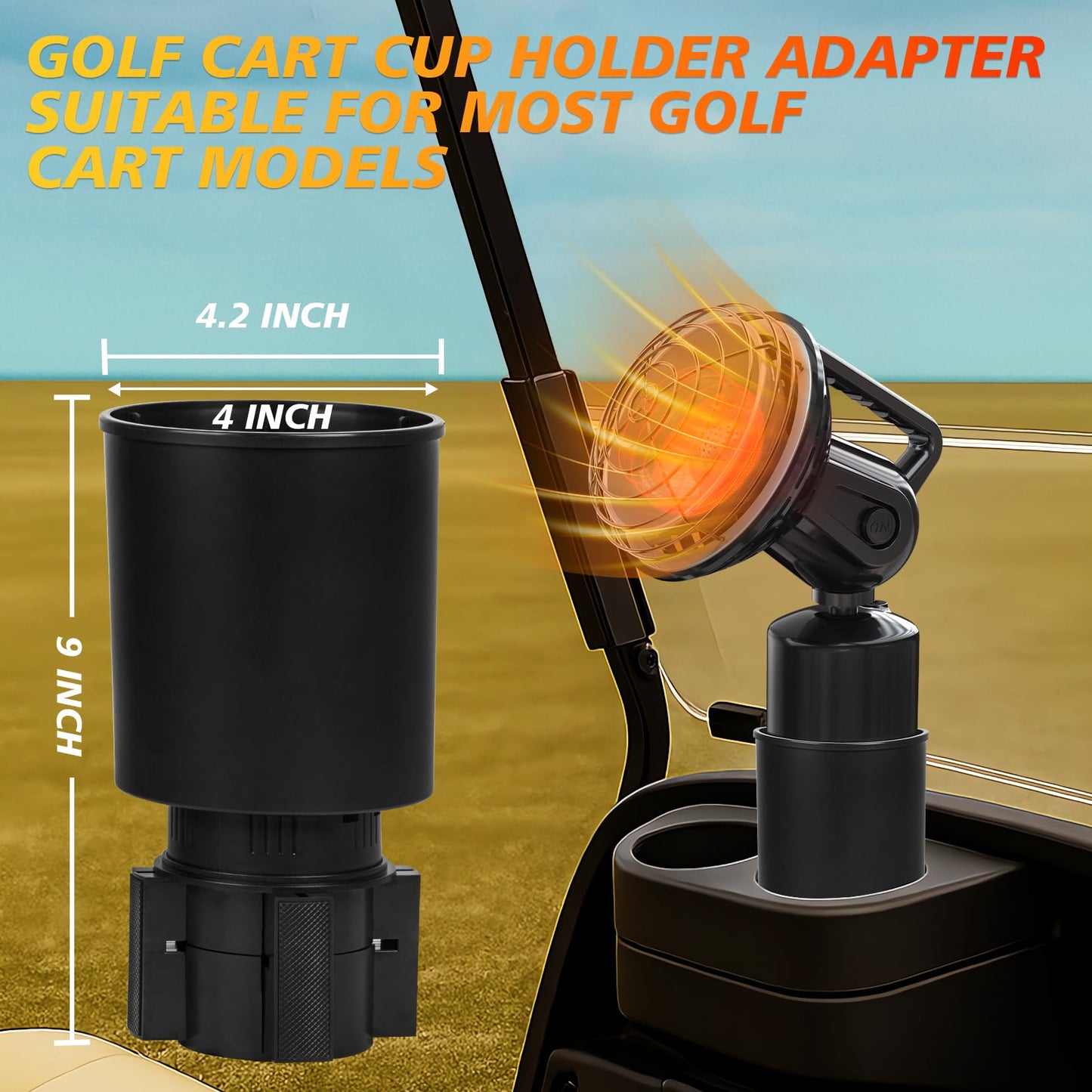 6500-BTU Golf Cart Heater 2 in 1 Portable Propane Heater for Golf and Camping Golf Cart Accessories Winter Heating Helpers（1LB Propane Tank is Not Included）