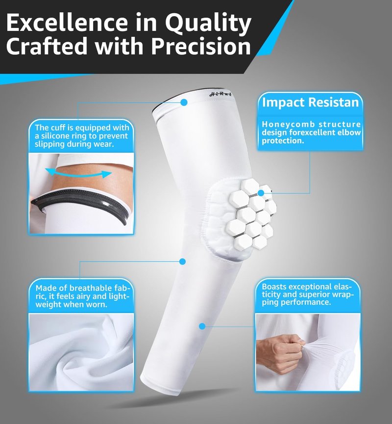 Elbow Pads for Basketball | Compression Sleeves for Teens & Adults - Arm Support