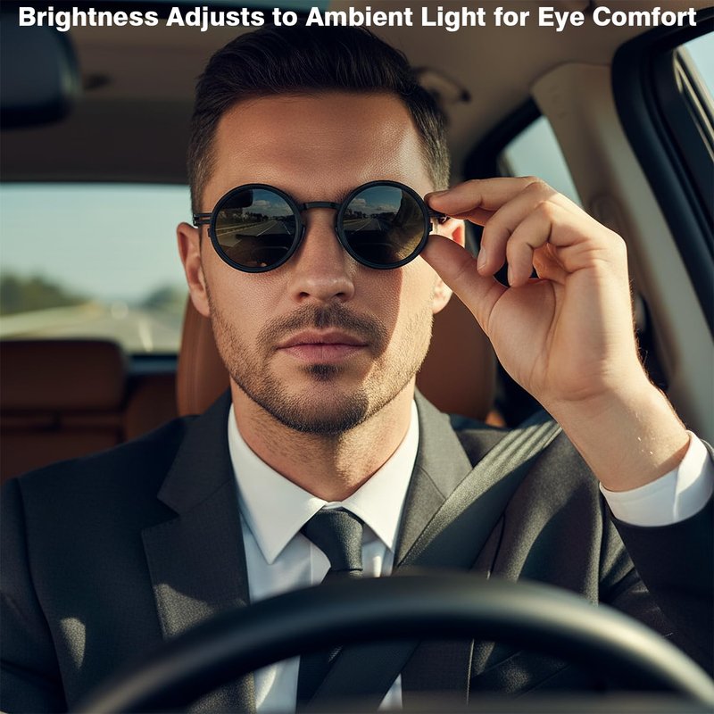 POSIKO Adjustable Tint Sunglasses | Custom Brightness | Steampunk Retro aluminum alloy Round Polarized Glasses with ND Filter Lenses