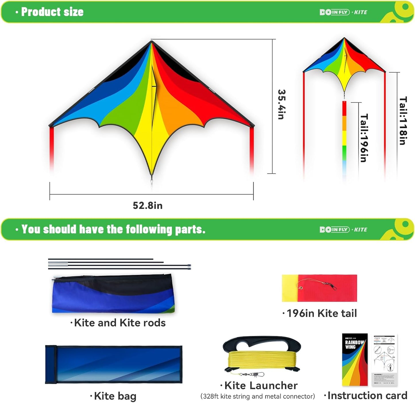 Triangular Kite - Easy to Control Design for Outdoor Fun | Delta Rainbow, 1.4m