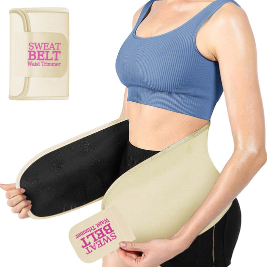 ZPP Waist Trainer for Women and Men, Neoprene Sweat Band Waist Trimmer Belt Stomach Wrap for Workout Champagne