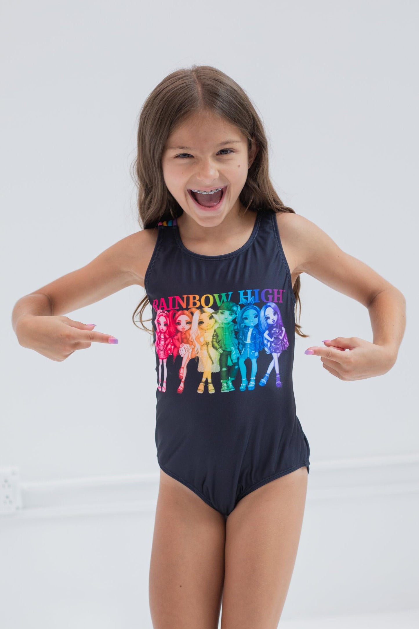 Rainbow High Avery Styles Karma Krystal Bailey Little Girls One Piece Bathing Suit Black 5