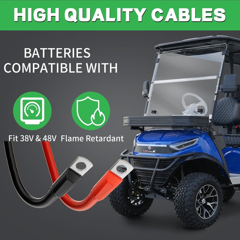TOTITOM Battery Cables, Golf Cart Heavy Duty Battery Cable, 7 PCS 4 Gauge Pure Copper Golf Battery Wiring Cables Kit for 36v & 48v Club Car DS 1994-Up