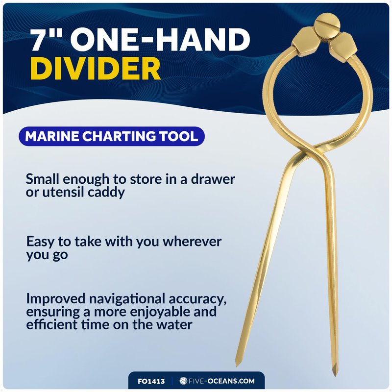 Five Oceans Marine Navigation 7-Inch One Hand Divider, Elegant Marine Charting Tool, Deluxe Brass Finish - FO1413