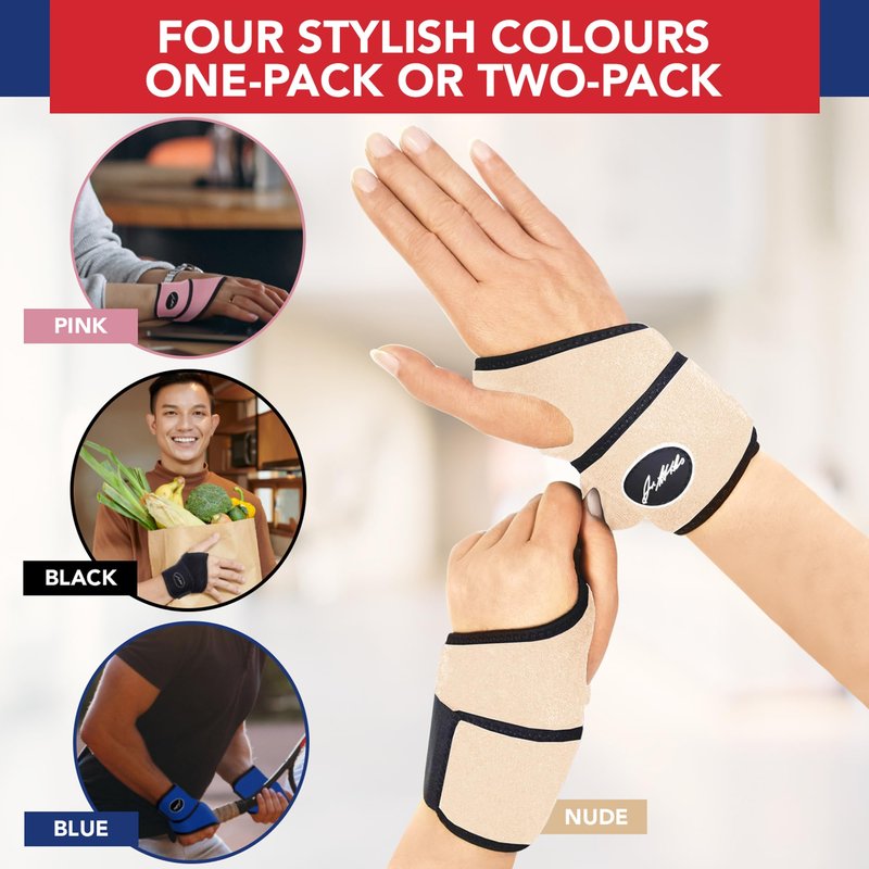 Doctor Developed Wrist Brace - Wrist wrap for Carpal Tunnel Arthritis,Tendonitis, Hand Support - Ideal for Fitness, Weightlifting - Handbook included (Nude, 2 Pack)