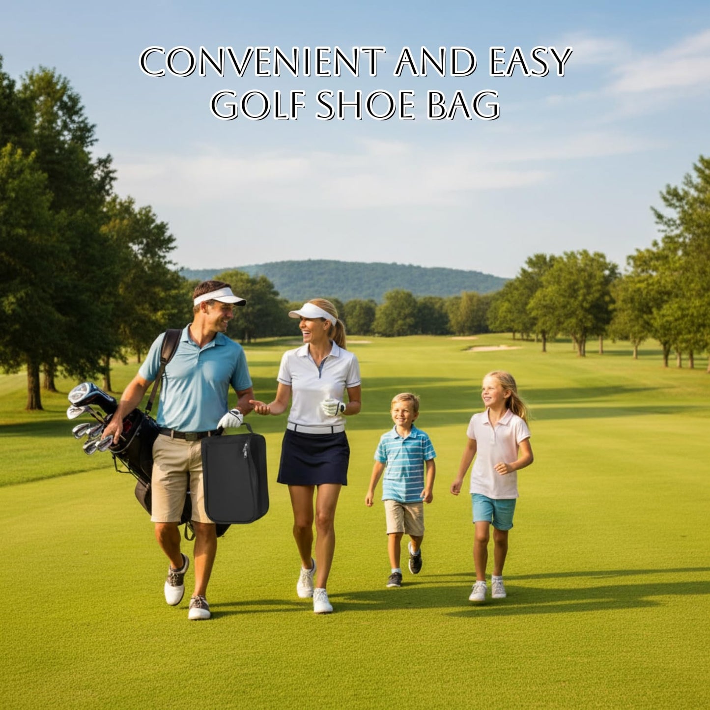 Voyboced Golf Shoe Bag for Men women Travel,Outdoor Zippered Sports Shoe Carrier Tote with Ventilation,Waterproof & Breathable Protective Shoe Storage Pouch for Women (Black)