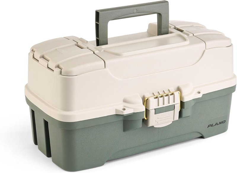 Plano Two-Tray Tackle Box - Portable Fishing Gear Organizer with Deep Storage | Green/Tan