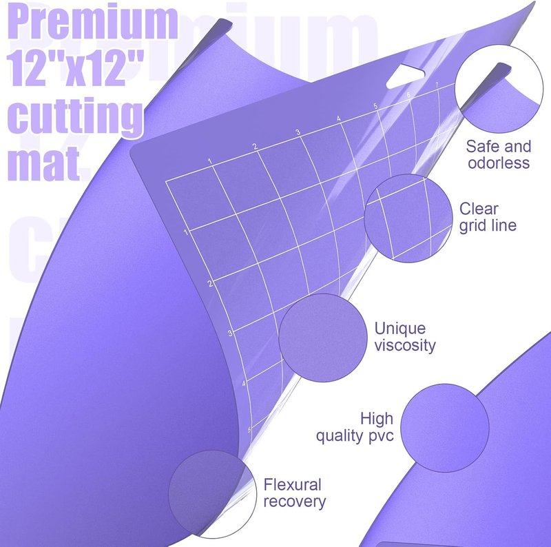Cutting Mat for Cricut - 4 Pack Strong Replacement Pads | Purple Cut Mats for Maker 3 & Air 2 with Scraper & Pick Needle