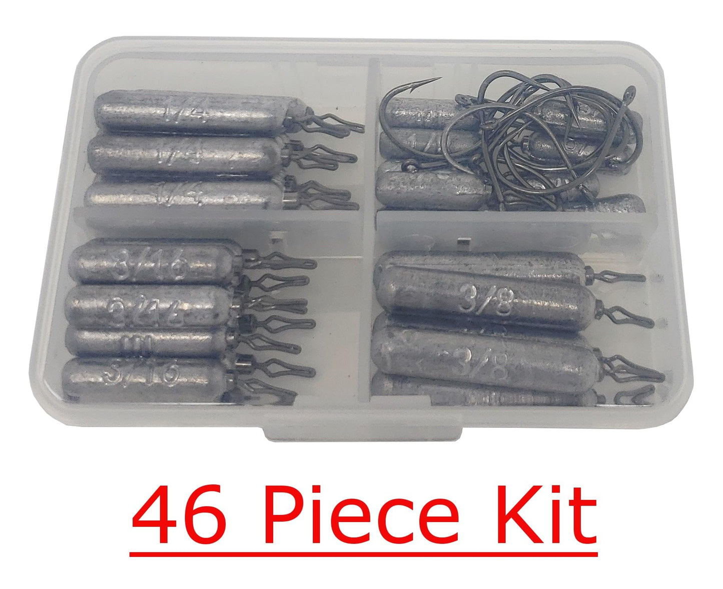 Reaction Tackle Drop Shot Weights for Bass Fishing - Skinny Pencil Sinkers for Drop Shot Rig - Freshwater and Saltwater Finesse Fishing - Silver 46 Piece Kit