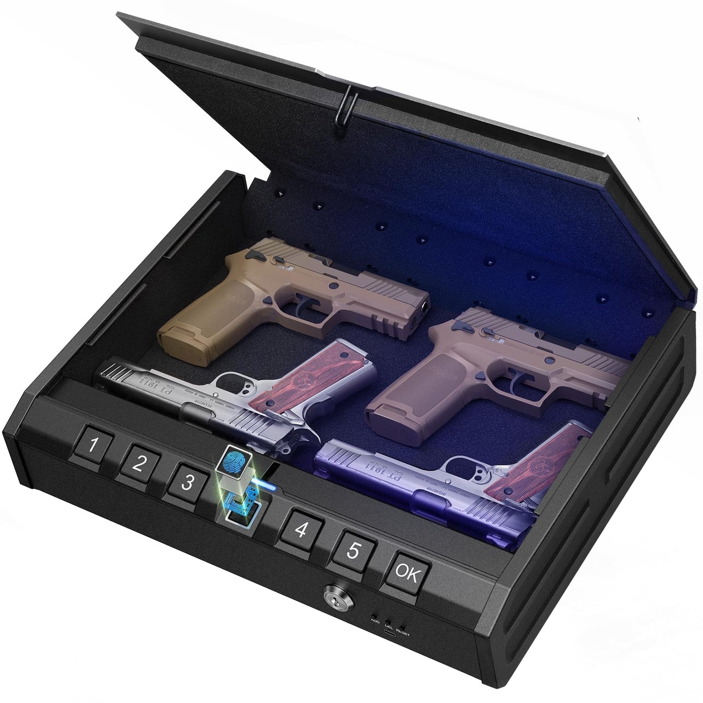 ONNAIS Large Biometric Gun Safe for Handgun with Fingerprint Keypad Lock