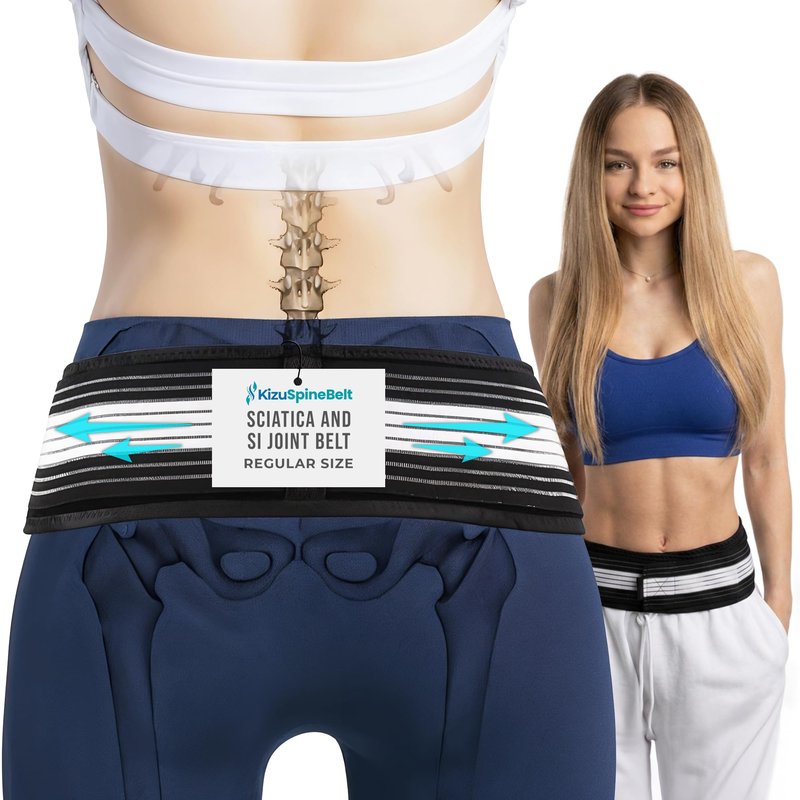 FREEZE2TRIM Kizu Relief Belt Sciatica Pain Relief Devices Lower Back Brace & SI Joint Support – Adjustable Back Support for Sciatic Pain Men & Women, Hip Compression Wrap (Regular Plus) (Hip Size 30-47")
