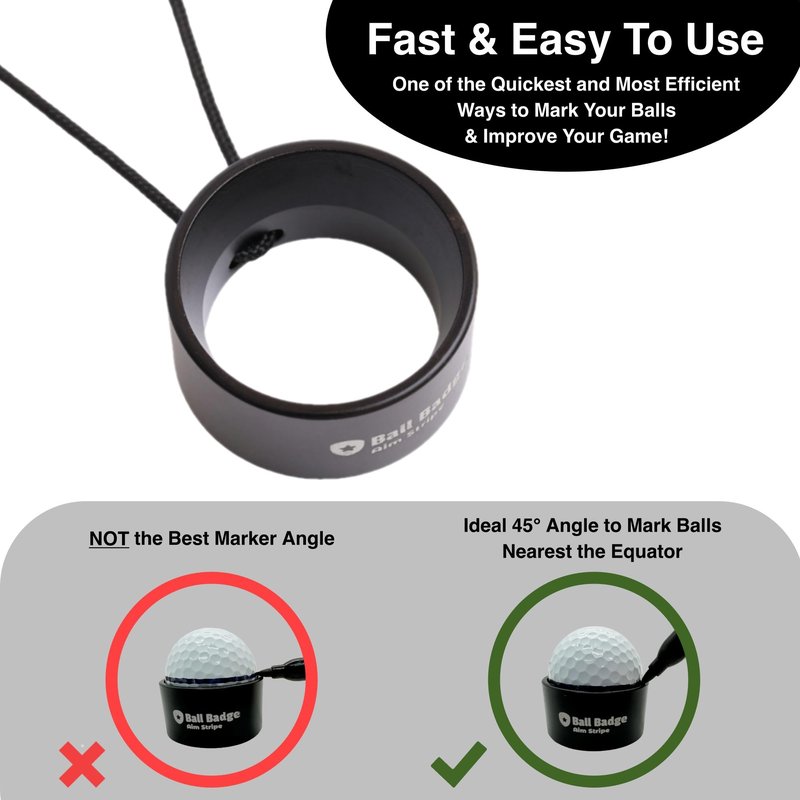 HODL 21 Ball Badge Aim Stripe - 360 Degree Golf Ball Line Marker Kit with Golf Bag Attachment - Golf Ball Alignment Marker Tool - Full Metal Alignment Ball Marker - Putting Alignment Tool