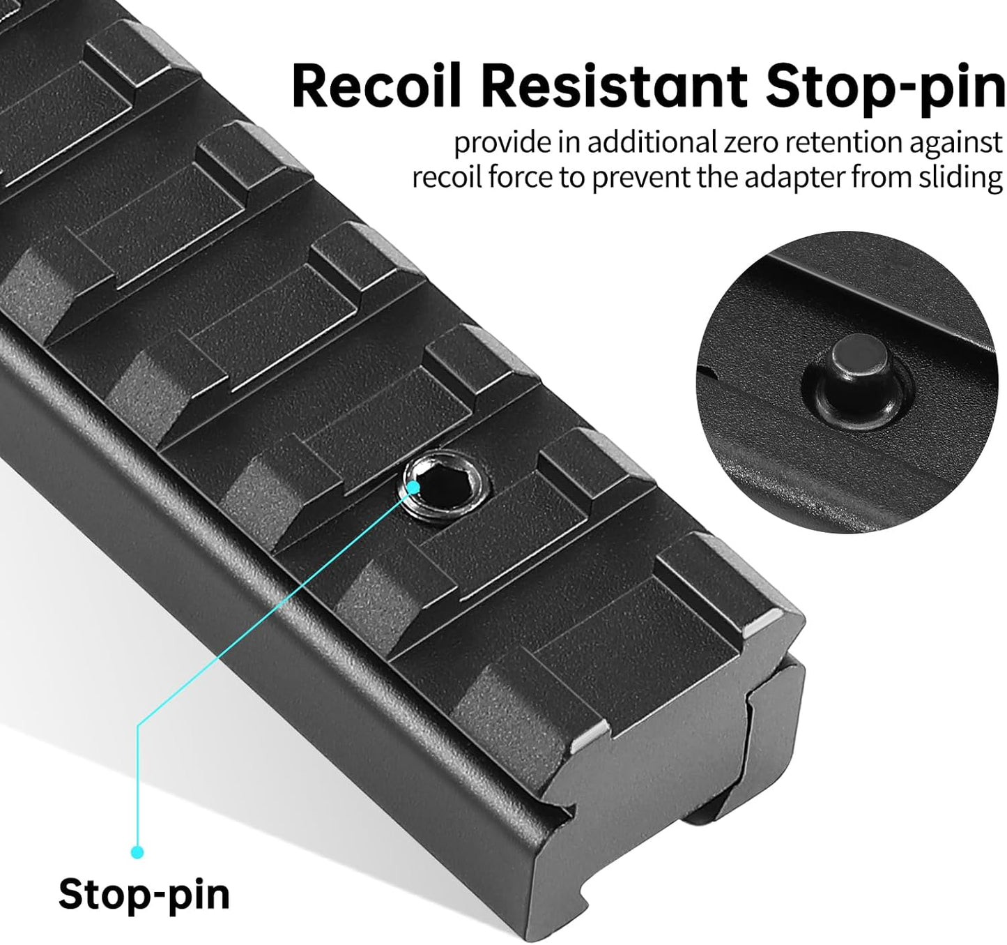 Bontok 11mm to 21mm Dovetail Picatinny Rail Scope Mount Converter - Low Profile with Built-In Locking Screws