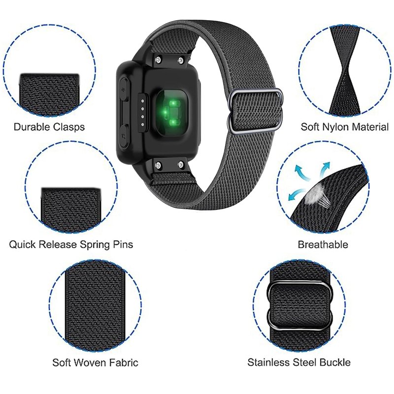 Compatible with Garmin Forerunner 35/30 Band, Nylon Elastic Solo Loop Women Men,Adjustable Replacement Watch Strap for Garmin Forerunner 35 Sport Watchband for SmartWatch (Nude)