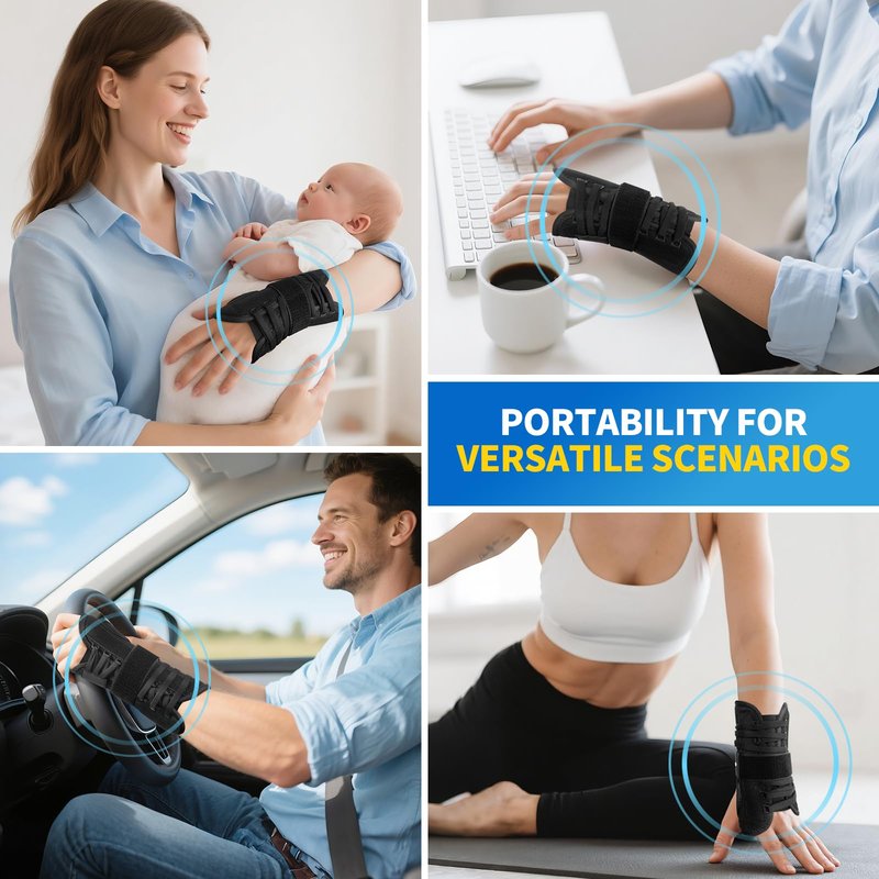 CAMBIVO Wrist Brace for Carpal Tunnel Tendonitis – Night & Day Compression Wrist Support with Removable Aluminum Splint, One-Hand Easy Adjust, Breathable Mesh, Right Hand M/L