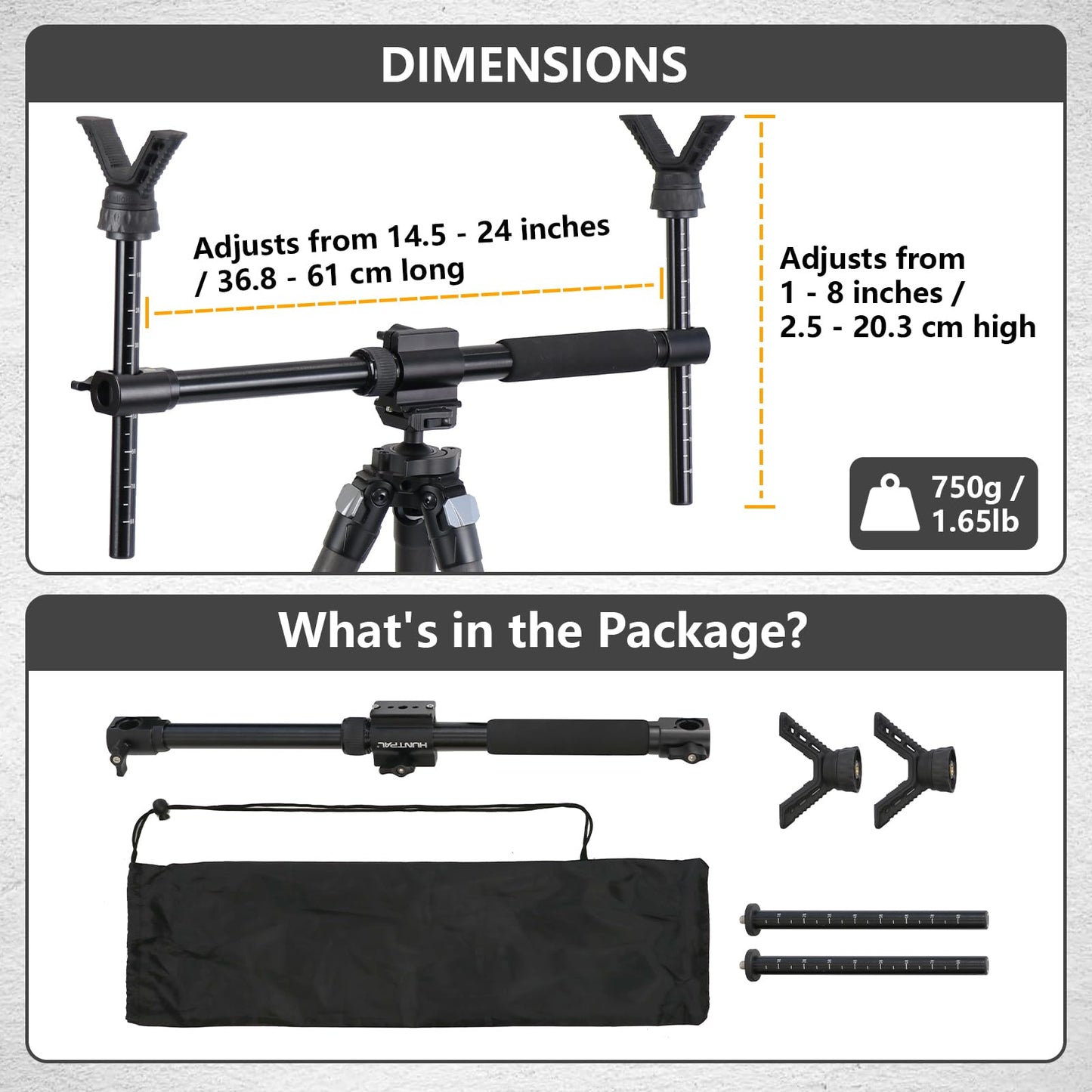 HUNTPAL Gun Rifle Shooting Rest, Aluminum Frame with Dual V Yoke Head