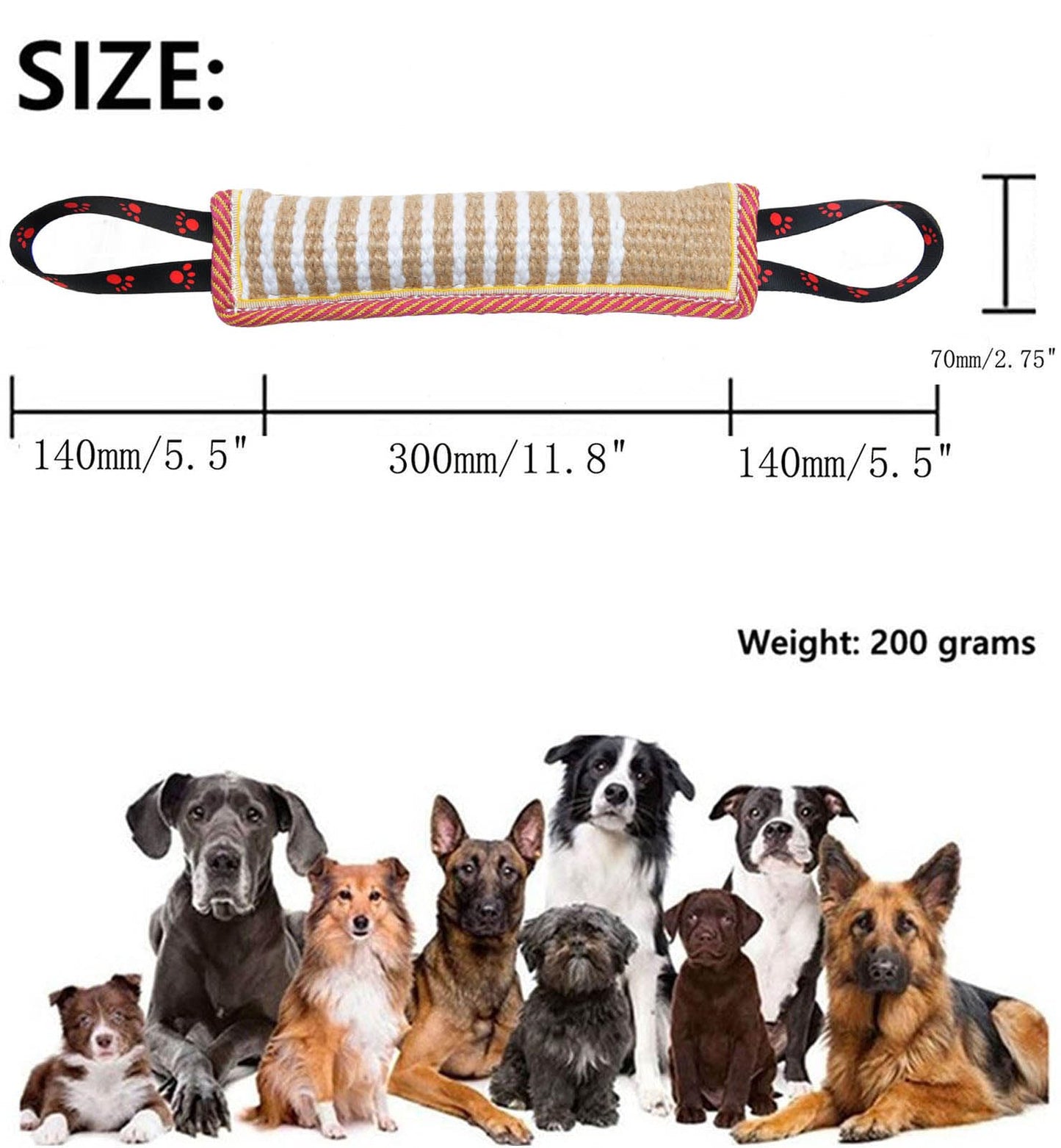 Clysoru Dog Tug Toy Tough Jute Bite Pillow Lasting Training Equipment Puppy to Large Dogs Interactive for Large and Small