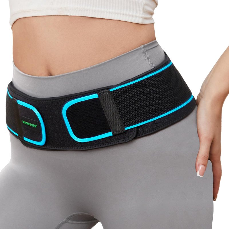 KONSEDIK Sacroiliac Belt for Women and Men, SI Joint Hip Belt for Pelvic Stabilization & Lower Back Support, Sciatica Pain Relief Compression Wrap for Pregnancy, Postpartum, Herniated Disc(Black, Medium)