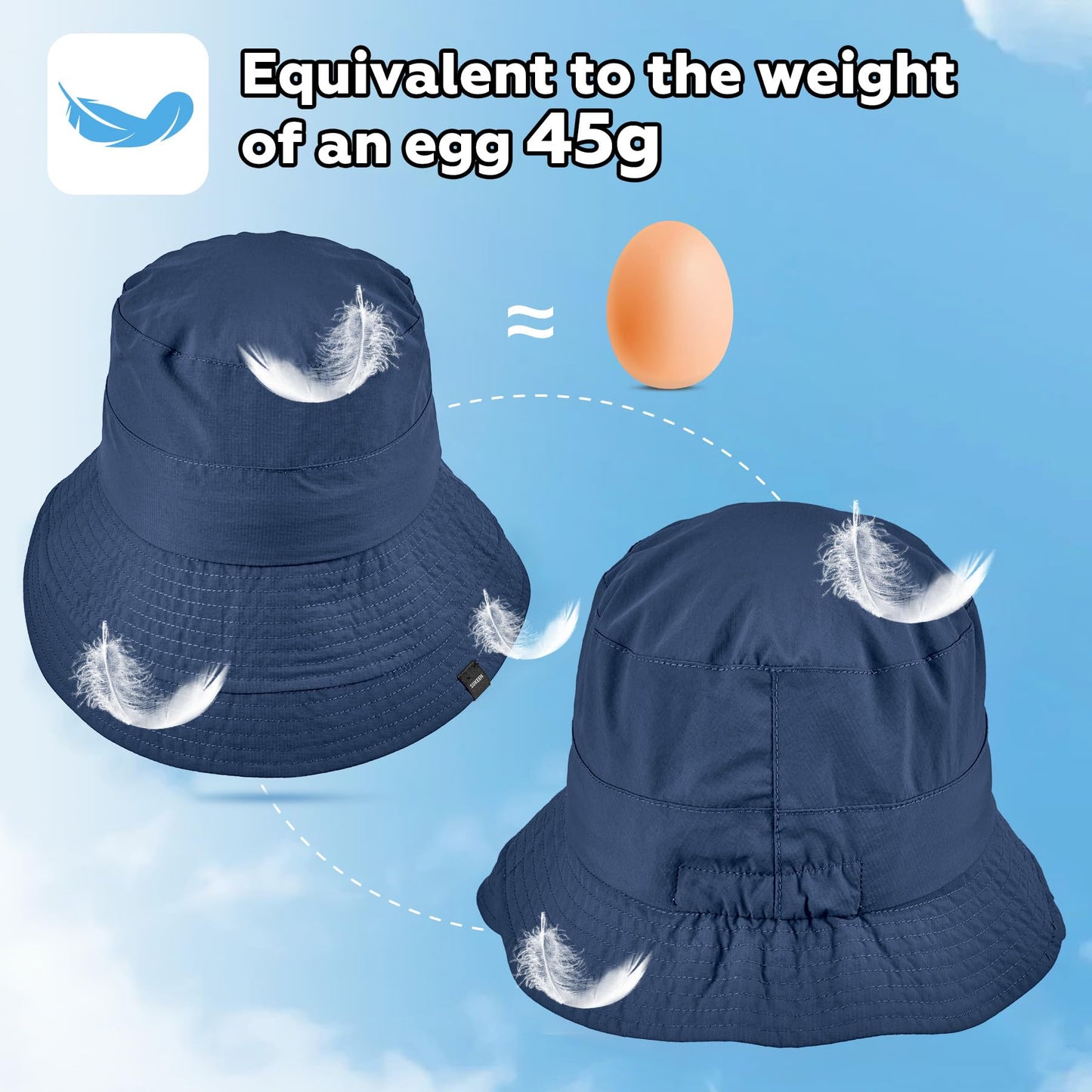 Sukeen Lightweight Bucket Hat for Women Quick-Dry Hiking Hat Packable Foldable UV Sun Hat for Outdoor Activities Navy Blue