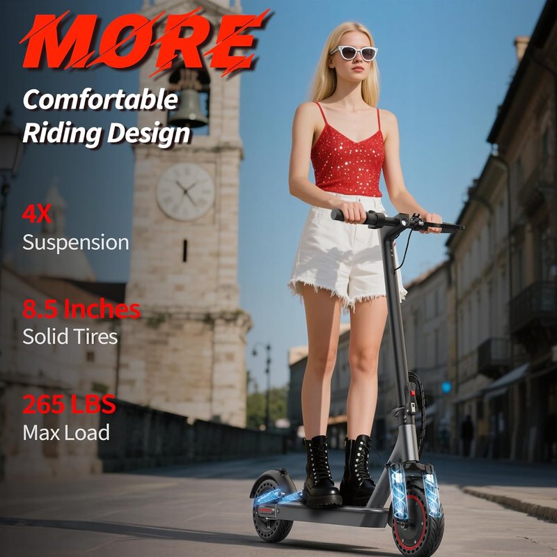 Electric Scooter - 350W Motor, 19MPH Speed, 22 Miles Range | Folding E-Scooter for Teens & Adults