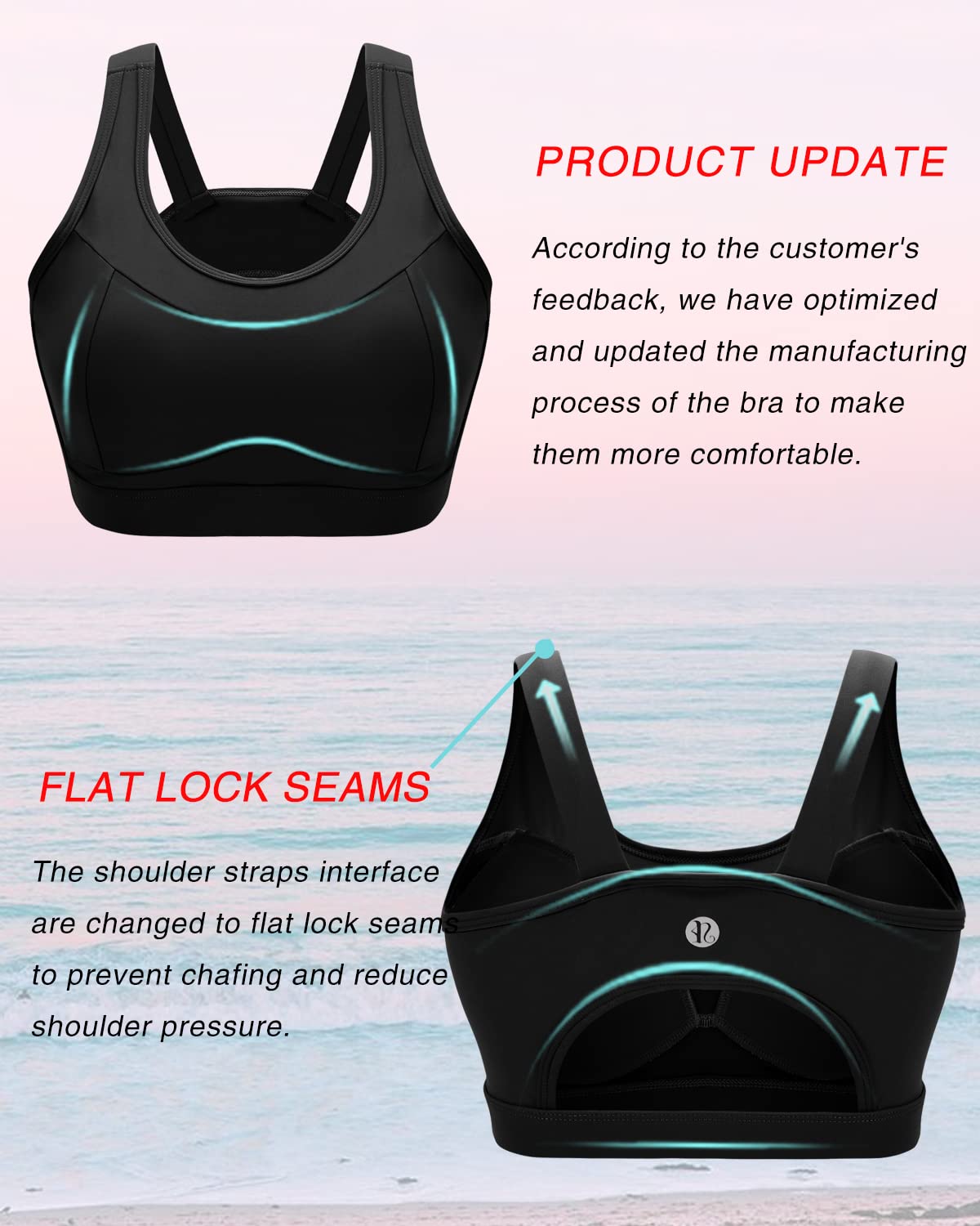 RUNNING GIRL High Impact Sports Bras for Women,Racerback Bra Workout Crop Tops for Women(WX2667 Black,S)