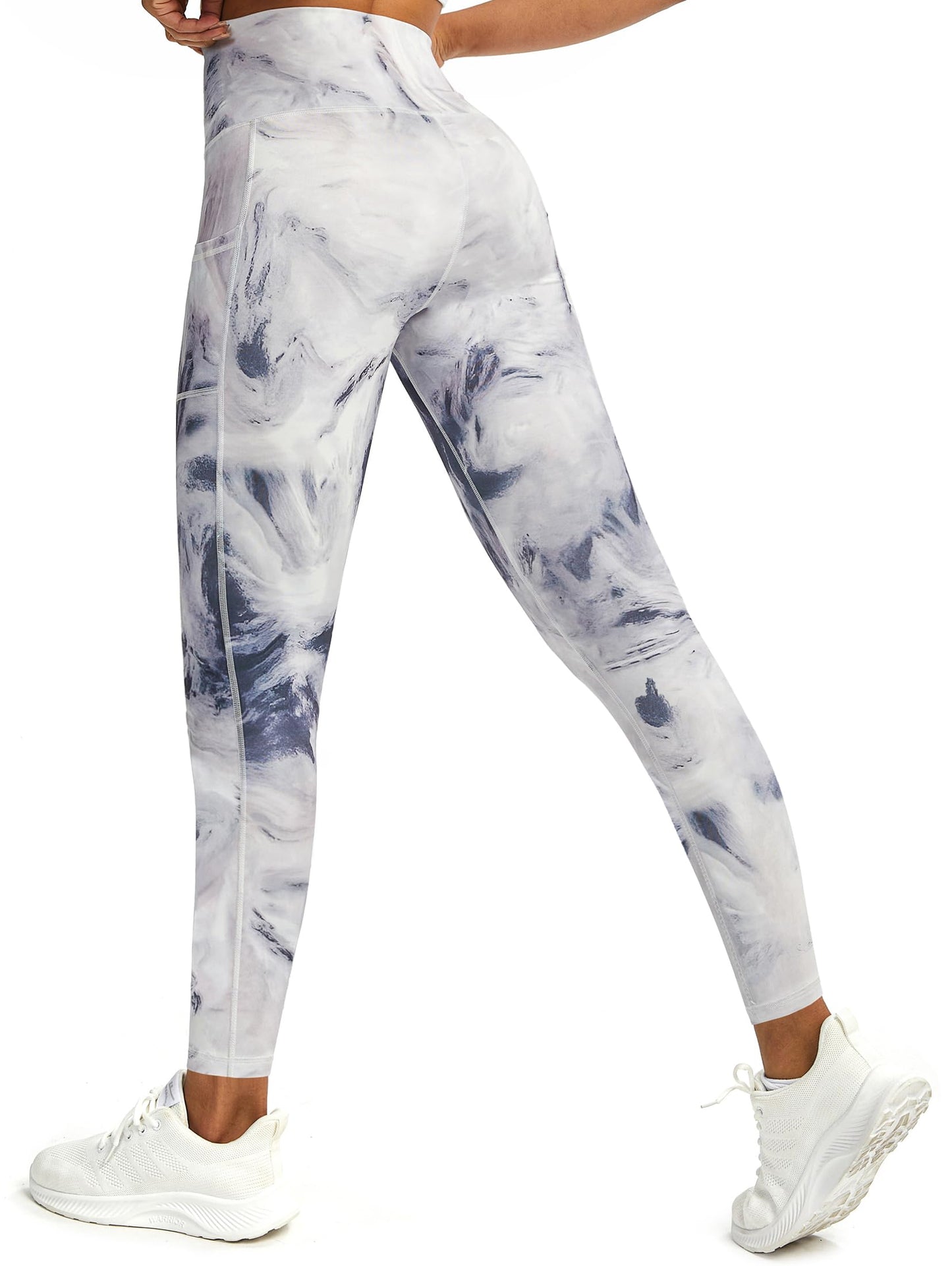 Tuspryt Womens Work Pants,Leggings for Women Tummy Control,Yoga Pants with Pockets Running Fitness Gym Tights S