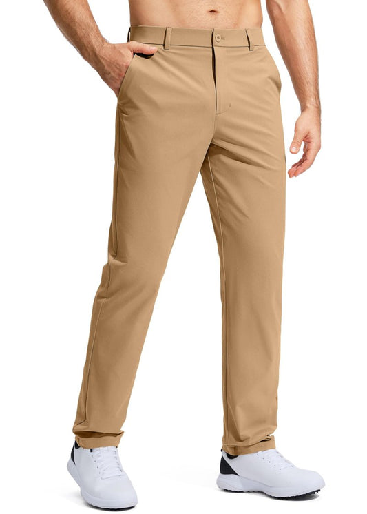 Pudolla Men's Golf Pants Mens Stretch Dress Pants 30 Lightweight Quick Dry Casual Slacks Work Pants with Pockets(Dark Khaki 40Wx30L)