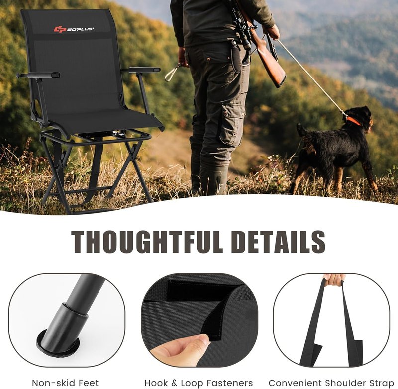Hunting Chair - 360° Swivel Folding Blind Chair | Portable Deer Stool, 330LBS Capacity, Silent Design