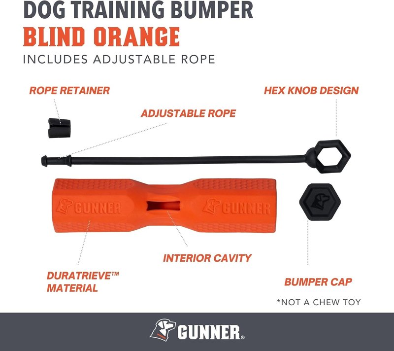 GUNNER Dog Training Bumper - Durable Retriever Dummy with Adjustable Rope | Orange Color