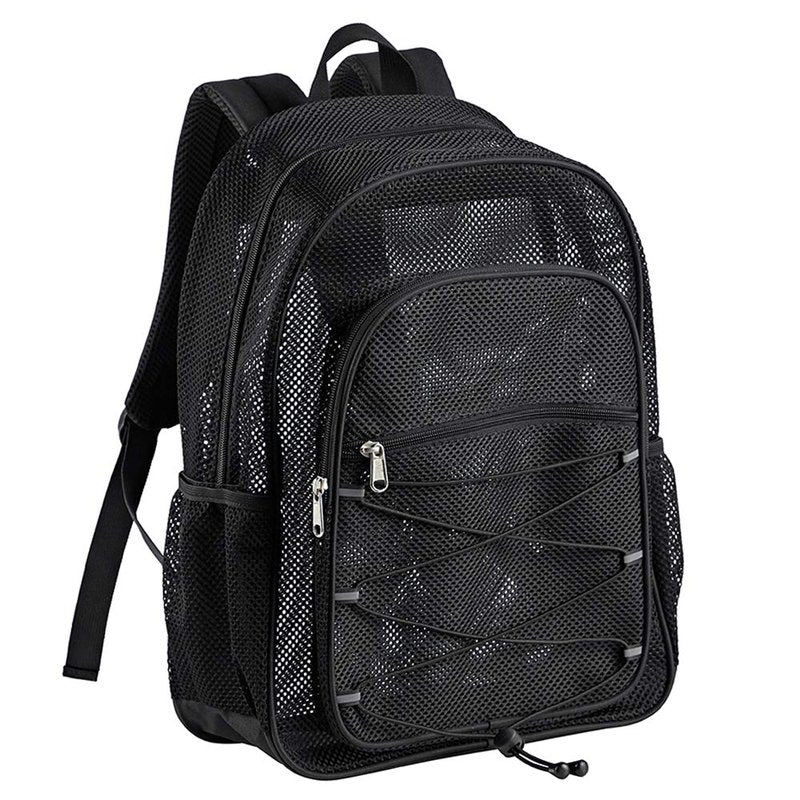 COVAX Heavy Duty Mesh Backpack, See Through College Backpack, Semi-transparent Mesh Bookbag with Bungee and Comfort Padded Straps for Commuting, Swimming, Beach, Outdoor Sports