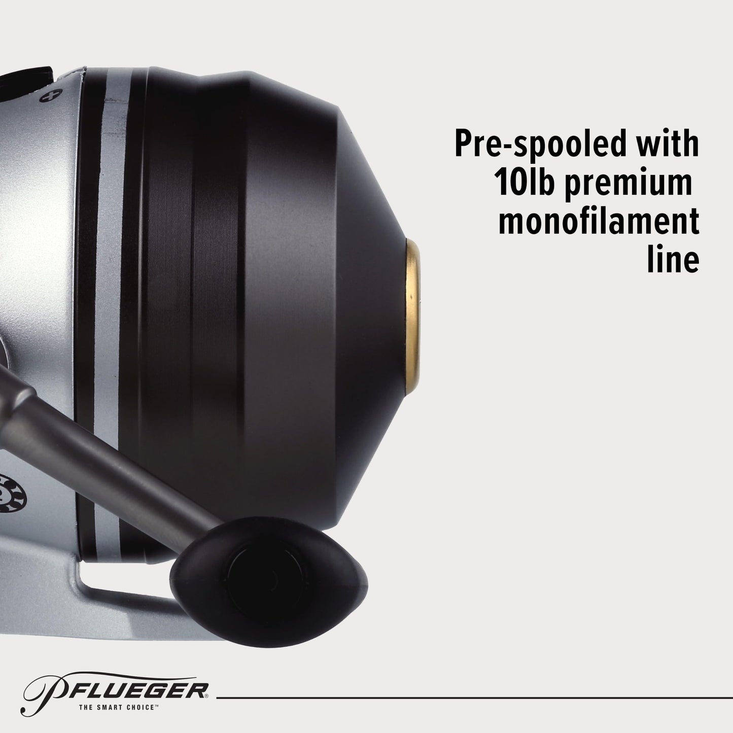 Pflueger Trion Spincast Fishing Reel, Size 10, Aluminum Front Cone, Pre-spooled with Premium Monofilament