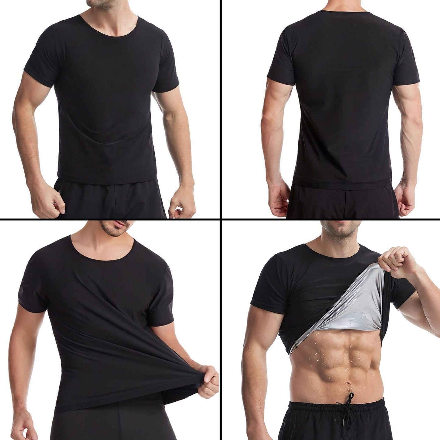 Sauna Shirt for Men Short Sleeve Mens Sauna Suit Sweat Body Shaper Compression Vest Gym Exercise Top