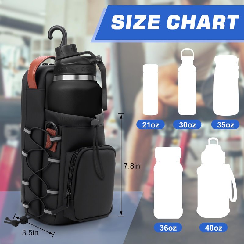 Magnetic Gym Bag for Men and Women, Magnetic Water Bottle Holder with Shoulder Strap, Small Gym Pouch for Sports, Work,Travel, Fitness(Black)