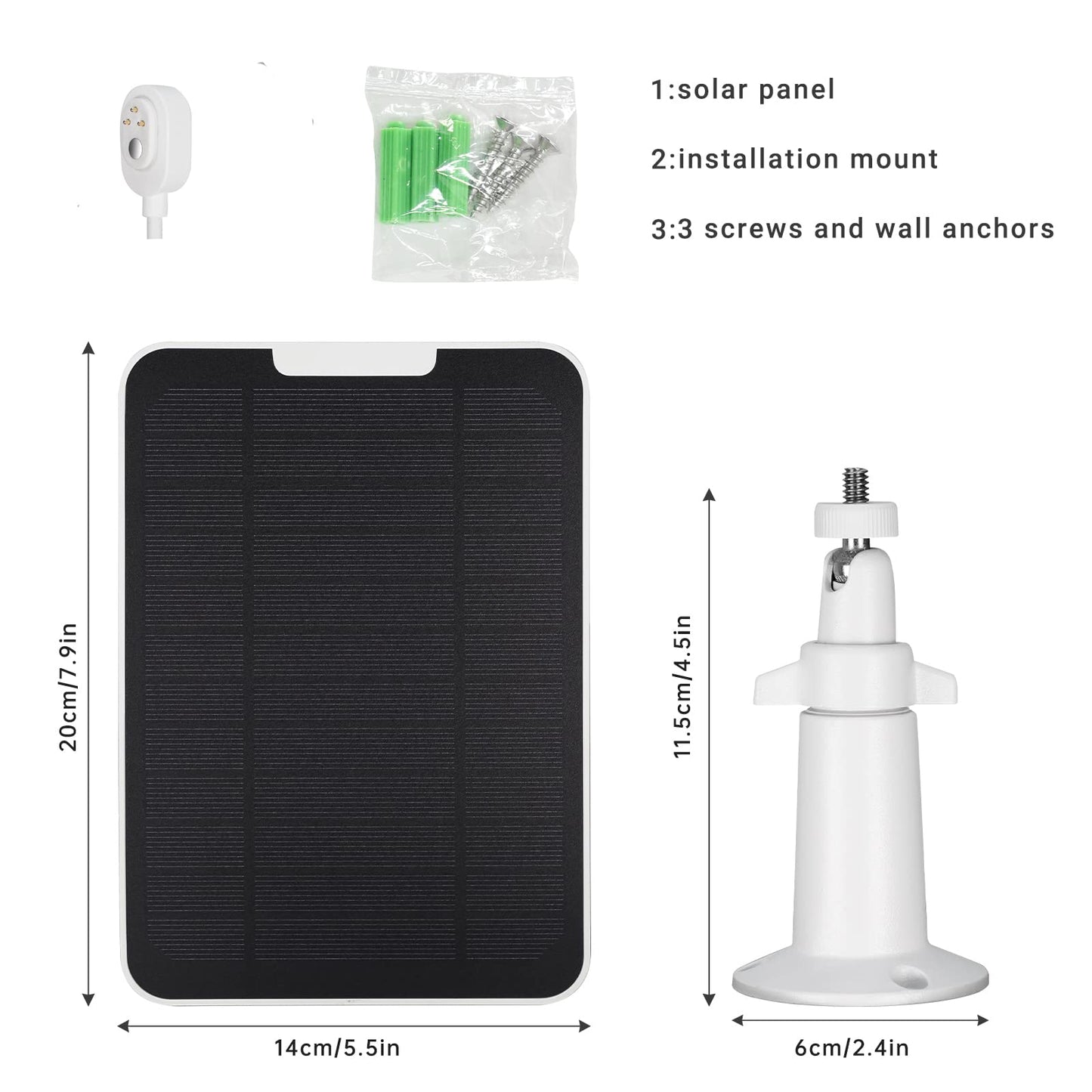 Upgrade 5W Solar Panel Charging Compatible with Arlo Pro 3/Pro 4/Pro 5S/Ultra/Ultra 2/Go 2 Continuous Power Supply IP65 Weatherproof with 9.8ft Charging Cable and Adjustable Wall Mount 1Pack