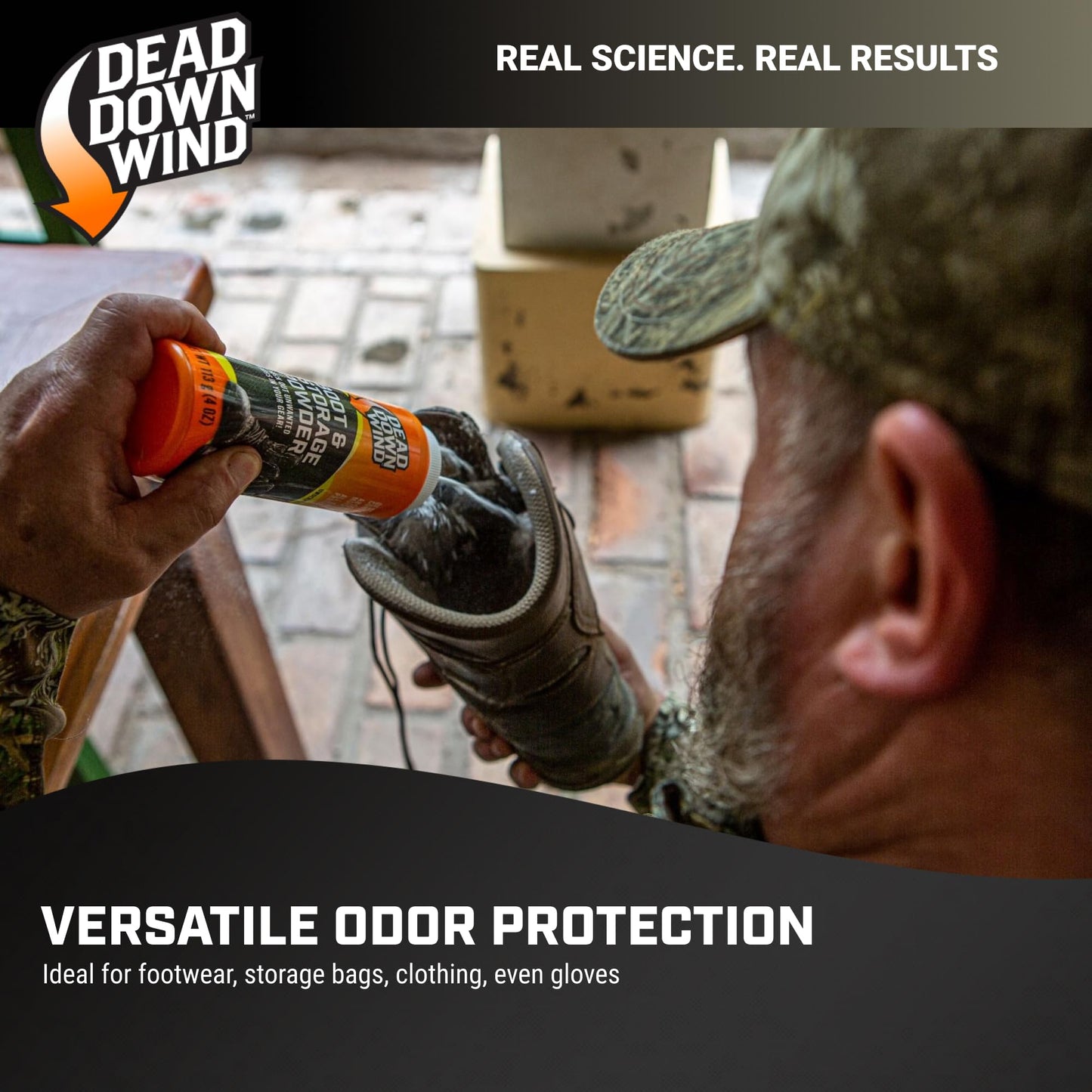 Dead Down Wind Boot and Storage Powder | 4 Oz Bottle | Hunting Accessories | Helps With Odor for Hunting Boots, Gear, Storage Bags + Clothes | Scent Management Foot Powder