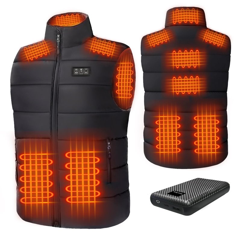 Tiyortoo Heated Vest for Men with Battery Pack Included 16000mAh 7.4V, Men's Heated Vests for Women Electric Rechargeable, 9 Heating Zones,Lightweight Warming Heating Jacket Clothing Outdoor（XL）