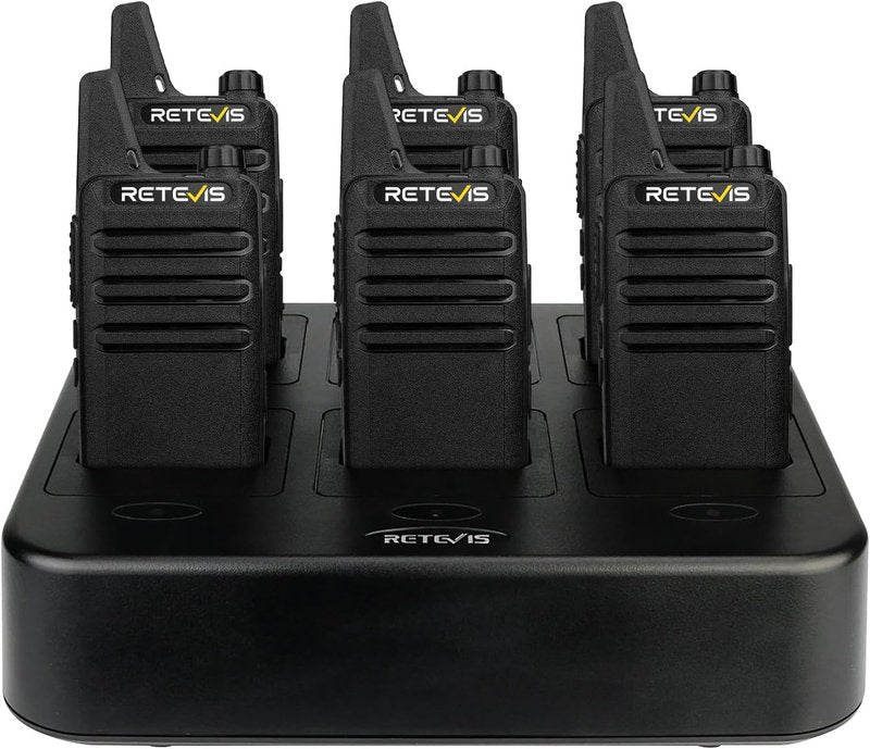 Retevis RT22 Walkie Talkies - Rechargeable 2-Way Radios with 6-Way Charger | 6 Pack
